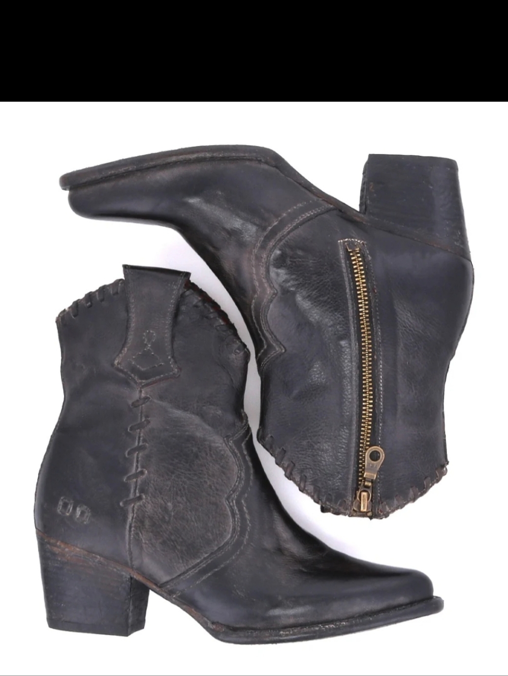 Bed Stu Handmade  Women's Baila II Black Rustic Tremolo Short Ankle Boots -7.5